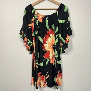 Glamour Farms 3XL Floral Tunic Top Tropical Ruffle Sleeve Boho Plus‎ Size Resort